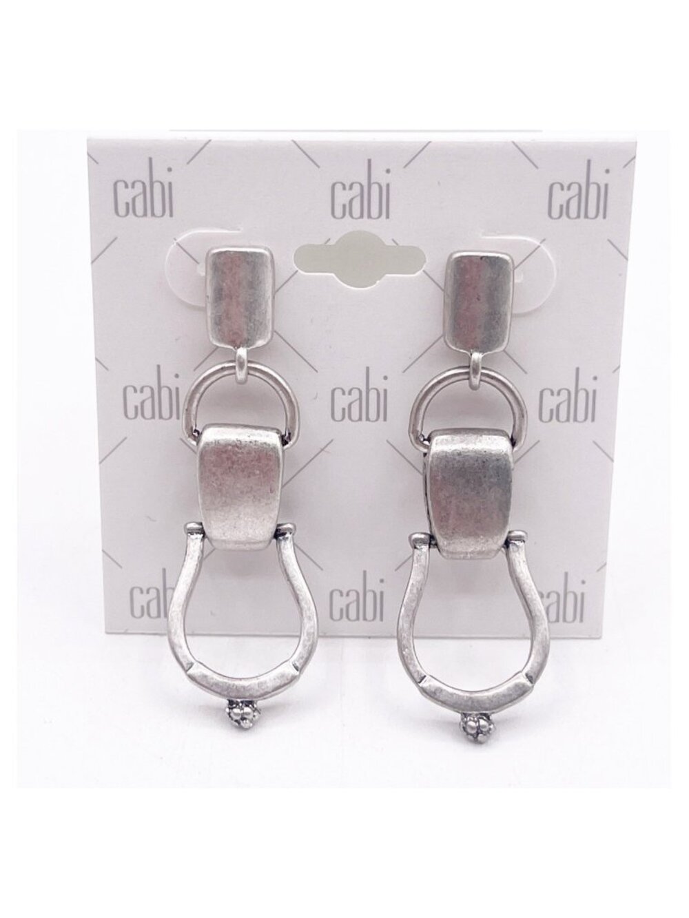 New CAbi Brushed Silver Tone Stirrup Dangle/Drop Earrings  Western Equestrian